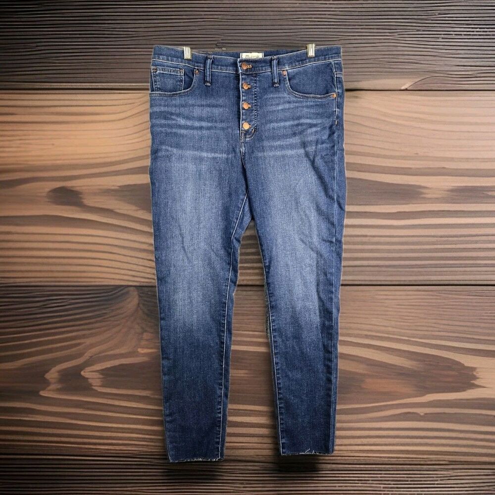 Madewell NWT Button Fly 9" Mid-Rise Skinny Jeans Women's Sz 32 Magic Pockets